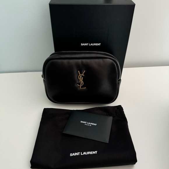 Saint Laurent Cassandre (Calypso) Mini Cosmetic Pouch Black New - Picture 4 of 7